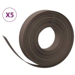 vidaXL Borduri de grădină, 5 buc, maro, 10 m 10 cm, polietilenă vidaXL Borduri de grădină, 5 buc, maro, 10 m 10 cm, polietilenă