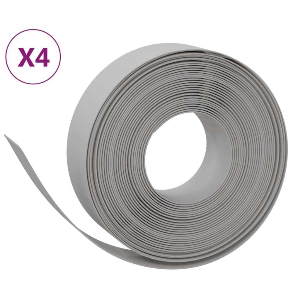 vidaXL Borduri de grădină, 4 buc, gri, 10 m 15 cm, polietilenă