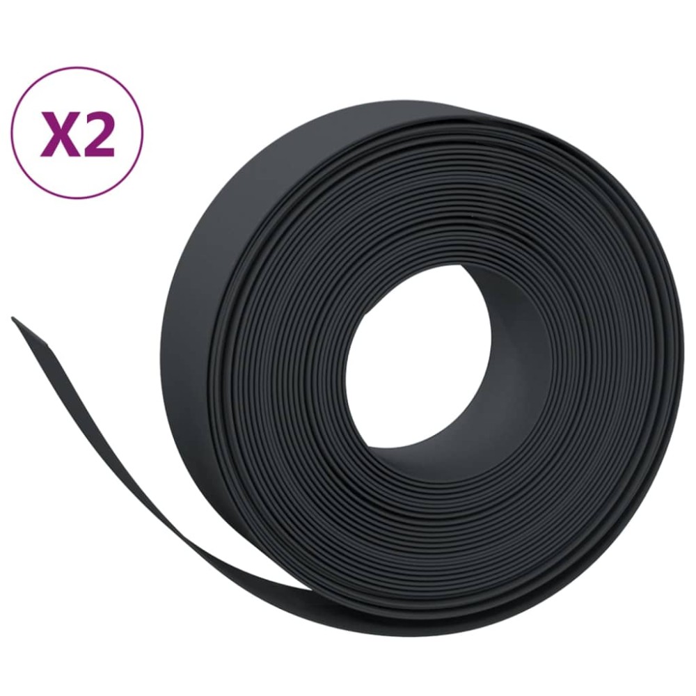 vidaXL Borduri de grădină, 2 buc, negru, 10 m 15 cm, polietilenă