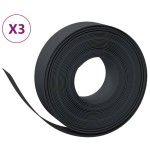 vidaXL Borduri de grădină, 3 buc, negru, 10 m 15 cm, polietilenă