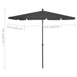 vidaXL Umbrelă de grădină cu stâlp, antracit, 210x140 cm