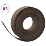 vidaXL Borduri de grădină, 5 buc, maro, 10 m 15 cm, polietilenă