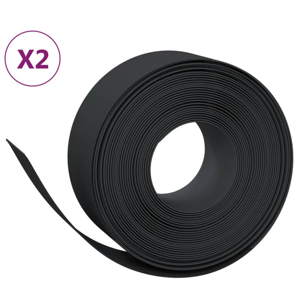 vidaXL Borduri de grădină, 2 buc, negru, 10 m 20 cm, polietilenă