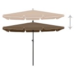 vidaXL Umbrelă de grădină cu stâlp, gri taupe, 210x140 cm vidaXL Umbrelă de grădină cu stâlp, gri taupe, 210x140 cm