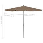 vidaXL Umbrelă de grădină cu stâlp, gri taupe, 210x140 cm vidaXL Umbrelă de grădină cu stâlp, gri taupe, 210x140 cm