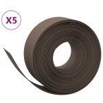 vidaXL Borduri de grădină, 5 buc, maro, 10 m 20 cm, polietilenă vidaXL Borduri de grădină, 5 buc, maro, 10 m 20 cm, polietilenă
