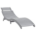 vidaXL Șezlonguri, 2 buc, gri, 184x55x64 cm, lemn masiv de acacia