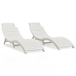 vidaXL Șezlonguri, 2 buc, alb, 184x55x64 cm, lemn masiv de acacia