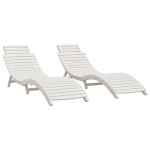 vidaXL Șezlonguri, 2 buc, alb, 184x55x64 cm, lemn masiv de acacia