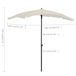 vidaXL Umbrelă de grădină cu stâlp, nisipiu, 200x130 cm vidaXL Umbrelă de grădină cu stâlp, nisipiu, 200x130 cm