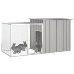 vidaXL Coteț pentru iepuri, gri, 200x91x100 cm, oțel galvanizat vidaXL Coteț pentru iepuri, gri, 200x91x100 cm, oțel galvanizat