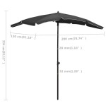 vidaXL Umbrelă de grădină cu stâlp, antracit, 200x130 cm