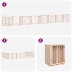 vidaXL Poartă de câini pliabilă cu ușă, 15 panouri, 750 cm, lemn plop