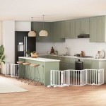 vidaXL Poartă câini pliabilă cu ușă 15 panouri, alb, 750 cm, lemn plop