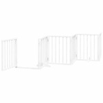 vidaXL Poartă câini pliabilă cu ușă 15 panouri, alb, 750 cm, lemn plop