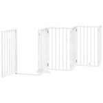 vidaXL Poartă câini pliabilă cu ușă 15 panouri, alb, 750 cm, lemn plop