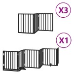 vidaXL Poartă câini pliabilă cu ușă 15 panouri negru 750 cm, lemn plop