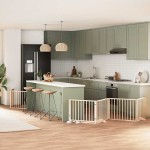 vidaXL Poartă de câini pliabilă cu ușă, 6 panouri, 480 cm, lemn plop