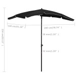 vidaXL Umbrelă de grădină cu stâlp, negru, 200x130 cm vidaXL Umbrelă de grădină cu stâlp, negru, 200x130 cm