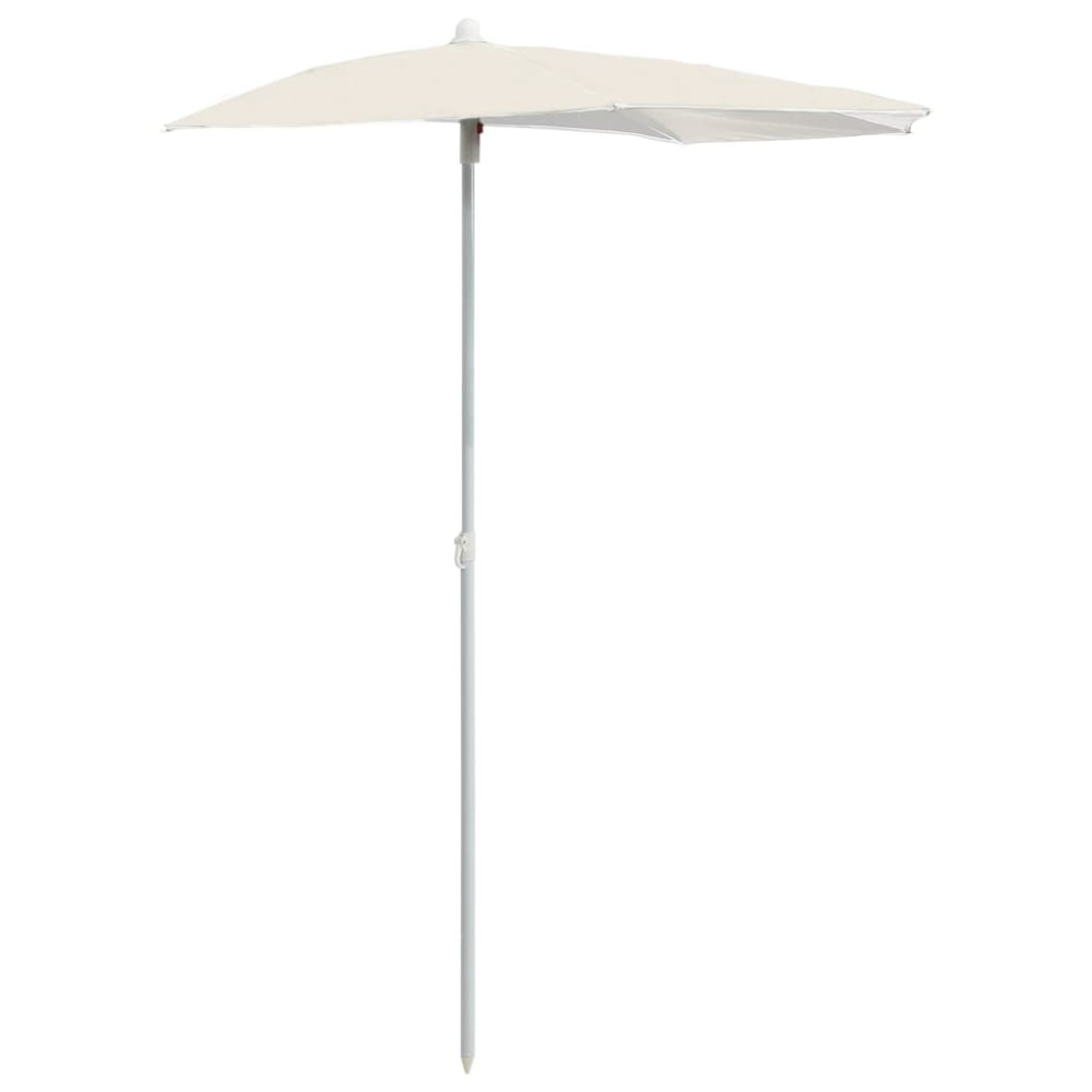 vidaXL Umbrelă de grădină cu stâlp, nisipiu, 180x90 cm, semirotundă