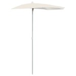vidaXL Umbrelă de grădină cu stâlp, nisipiu, 180x90 cm, semirotundă