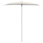 vidaXL Umbrelă de grădină cu stâlp, nisipiu, 180x90 cm, semirotundă