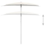vidaXL Umbrelă de grădină cu stâlp, nisipiu, 180x90 cm, semirotundă