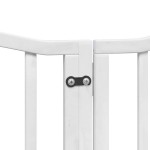 vidaXL Poartă câini pliabilă cu ușă, 9 panouri, alb, 450 cm, lemn plop