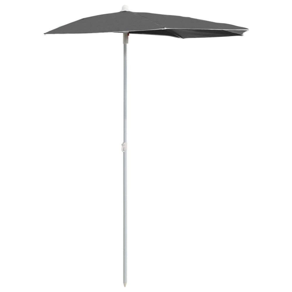 vidaXL Umbrelă de grădină cu stâlp, antracit, 180x90 cm, semirotundă