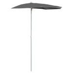 vidaXL Umbrelă de grădină cu stâlp, antracit, 180x90 cm, semirotundă vidaXL Umbrelă de grădină cu stâlp, antracit, 180x90 cm, semirotundă