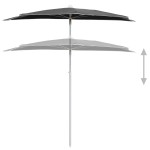 vidaXL Umbrelă de grădină cu stâlp, antracit, 180x90 cm, semirotundă vidaXL Umbrelă de grădină cu stâlp, antracit, 180x90 cm, semirotundă