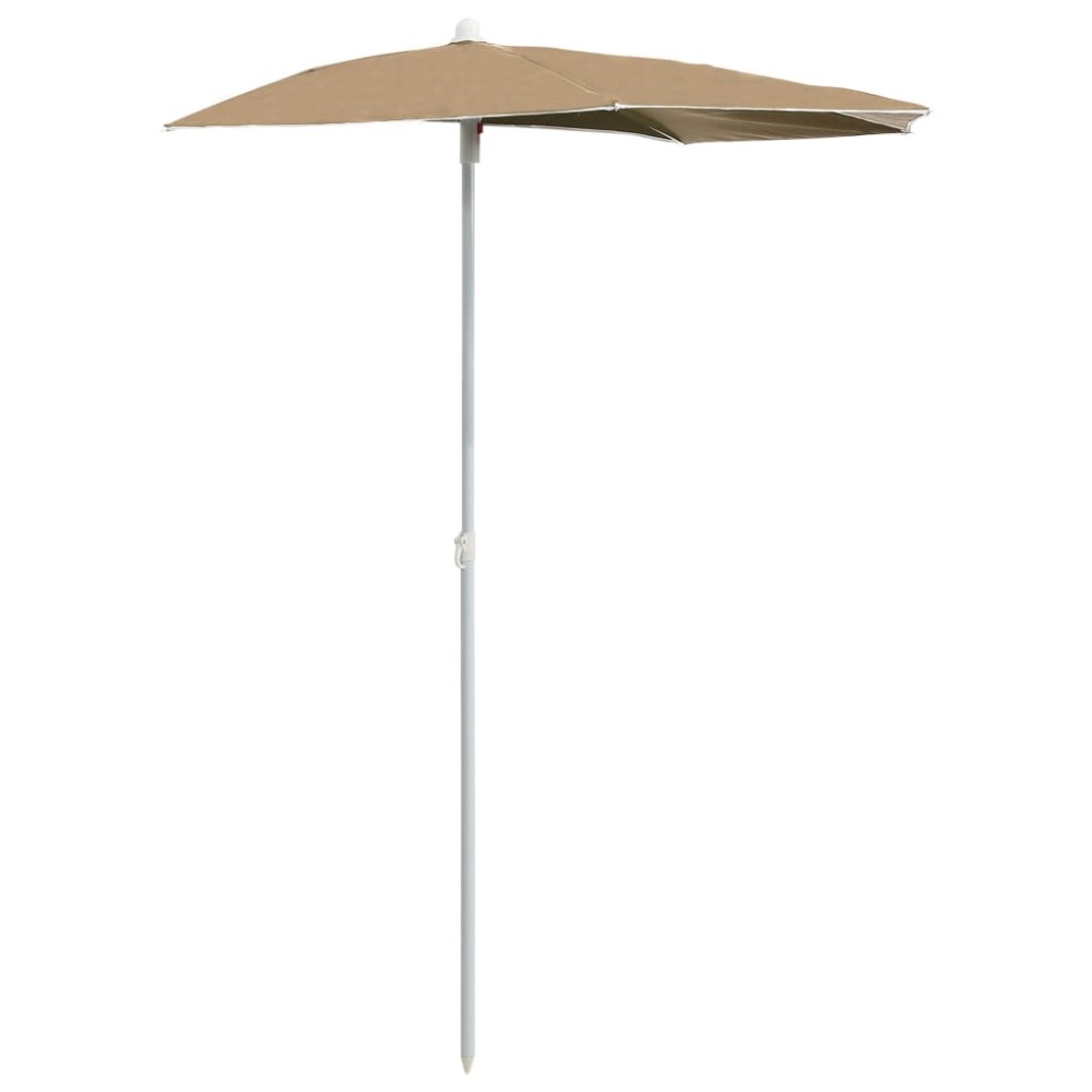 vidaXL Umbrelă de grădină cu stâlp, gri taupe, 180x90 cm, semirotundă