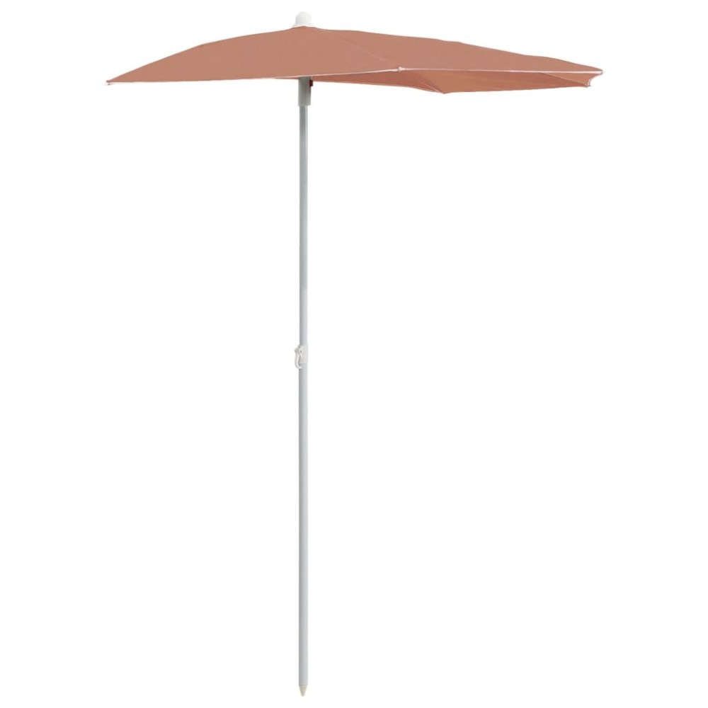 vidaXL Umbrelă de grădină cu stâlp, cărămiziu, 180x90 cm, semirotundă