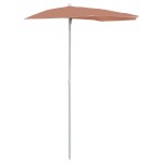 vidaXL Umbrelă de grădină cu stâlp, cărămiziu, 180x90 cm, semirotundă
