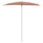 vidaXL Umbrelă de grădină cu stâlp, cărămiziu, 180x90 cm, semirotundă