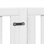 vidaXL Poartă câini pliabilă cu ușă, 9 panouri, alb, 450 cm, lemn plop