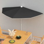 vidaXL Umbrelă de grădină cu stâlp, negru, 180x90 cm, semirotundă
