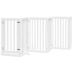 vidaXL Poartă câini pliabilă cu ușă 12 panouri, alb, 600 cm, lemn plop