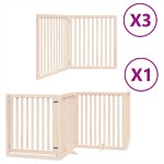 vidaXL Poartă de câini pliabilă cu ușă, 10 panouri, 800 cm, lemn plop