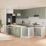 vidaXL Poartă câini pliabilă cu ușă, 6 panouri, alb, 480 cm, lemn plop