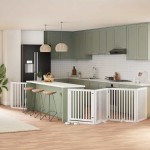 vidaXL Poartă câini pliabilă cu ușă 8 panouri, alb, 640 cm, lemn plop