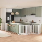 vidaXL Poartă câini pliabilă cu ușă 10 panouri, alb, 800 cm, lemn plop