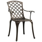 vidaXL Scaune de grădină, 2 buc., bronz, aluminiu turnat