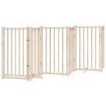 vidaXL Poartă de câini pliabilă cu ușă, 12 panouri, 600 cm, lemn plop