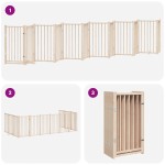 vidaXL Poartă de câini pliabilă cu ușă, 12 panouri, 600 cm, lemn plop