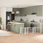 vidaXL Poartă câini pliabilă cu ușă 15 panouri, alb, 750 cm, lemn plop