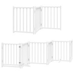 vidaXL Poartă câini pliabilă cu ușă 15 panouri, alb, 750 cm, lemn plop