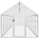 vidaXL Volieră de păsări, argintiu, 1,79x8x1,85 m, aluminiu