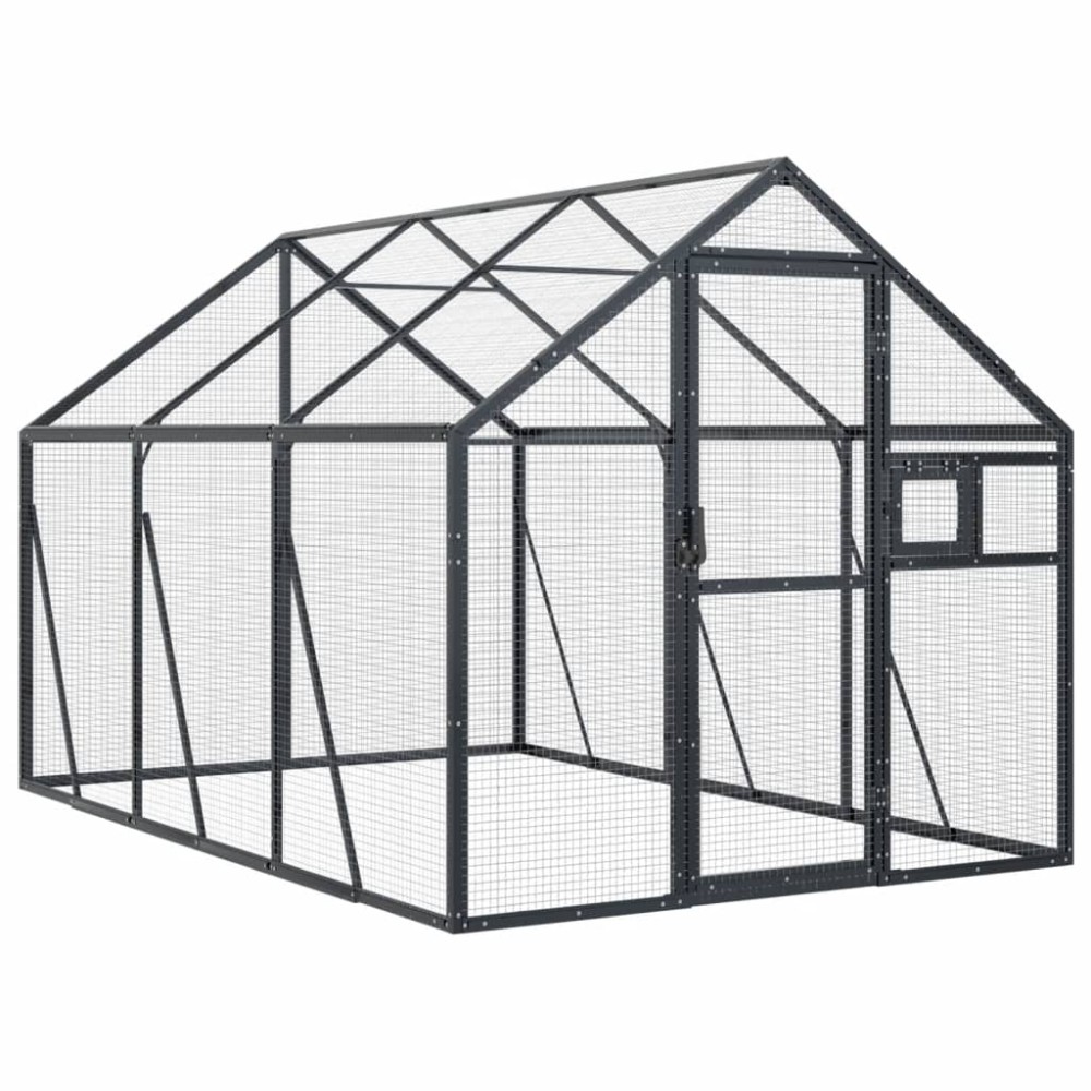 vidaXL Volieră de păsări, antracit, 1,79x3x1,85 m, aluminiu