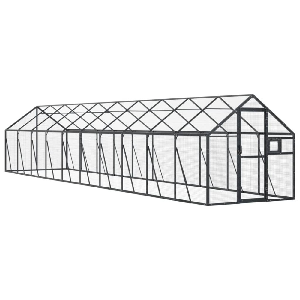 vidaXL Volieră de păsări, antracit, 1,79x10x1,85 m, aluminiu